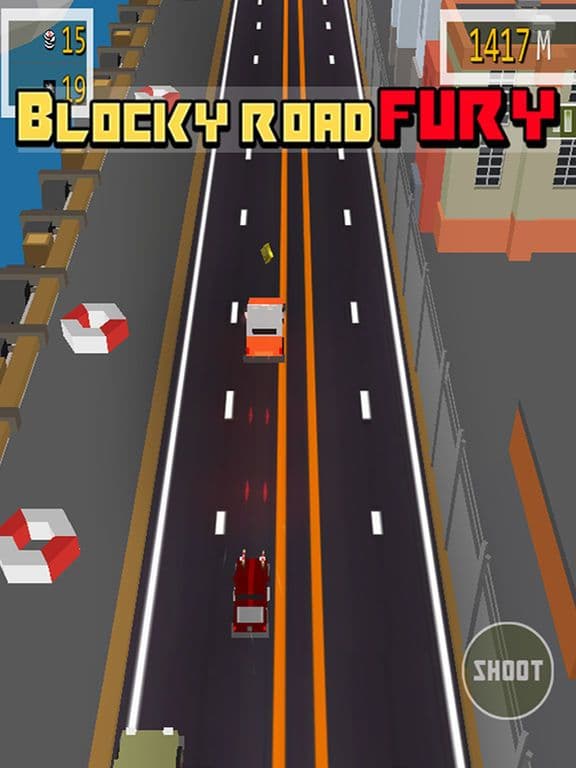 Blocky Road Fury - Free Car racing & shooting Game