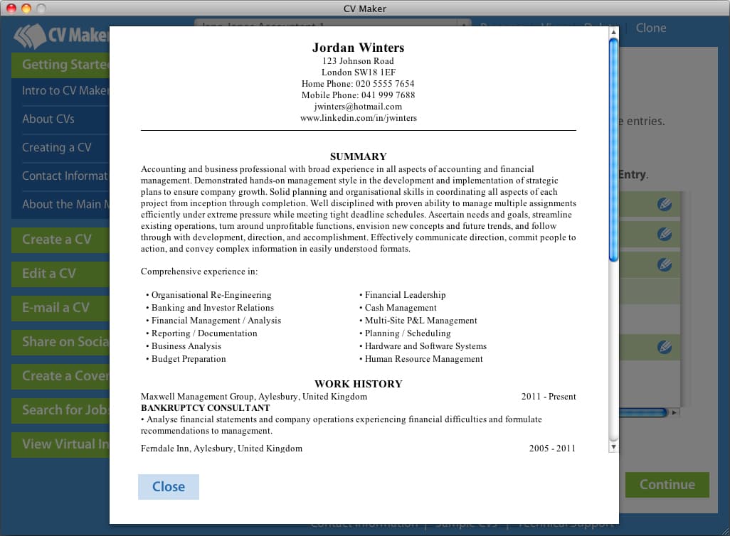 CV Maker for Mac